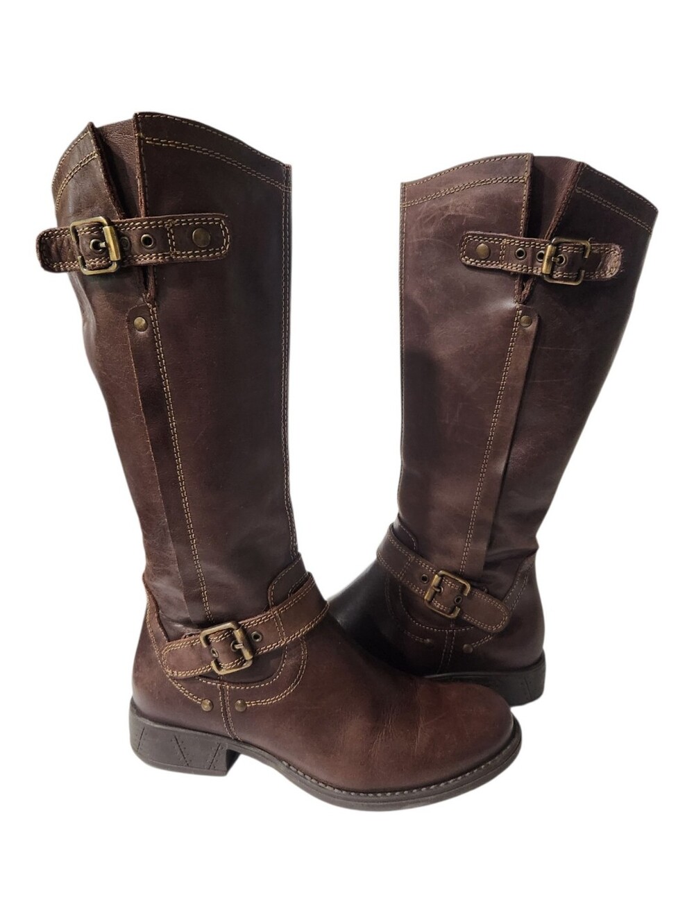 Eric Michael Montana Leather Riding Boots Tall Zippered Size EU 37- US 6.5/7
